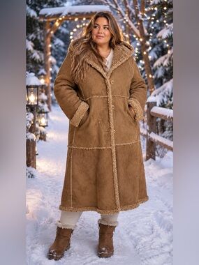 St. John's Bay Hooded Long Trench Button Down Coat